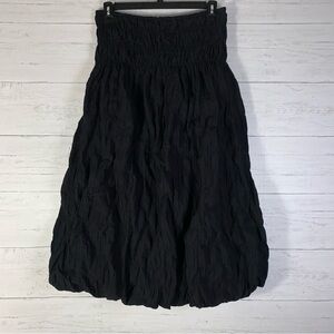 There Elsewhere crinkle Black Ruched Bubble Midi Skirt size L